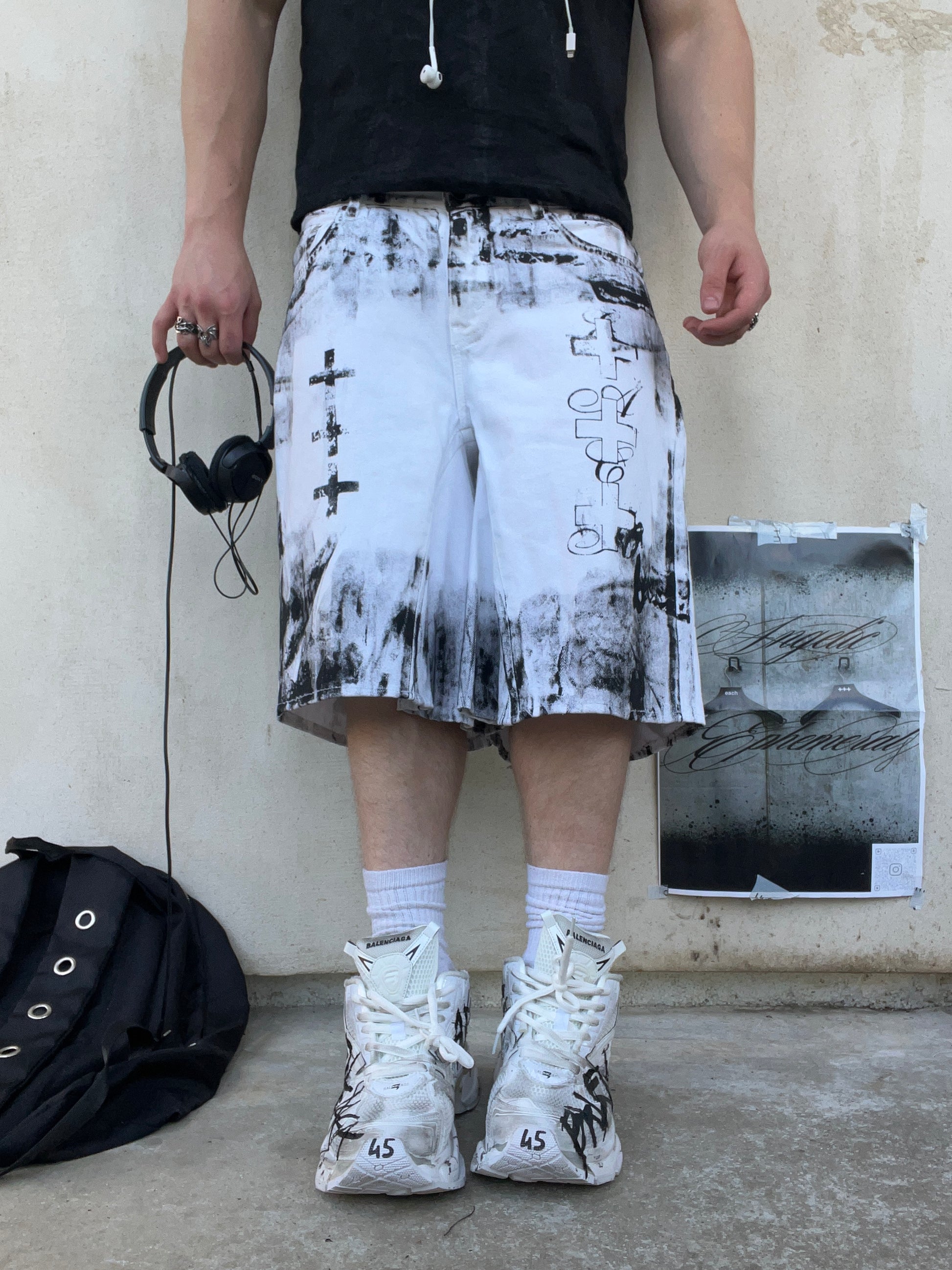 Printed White jorts ss/26