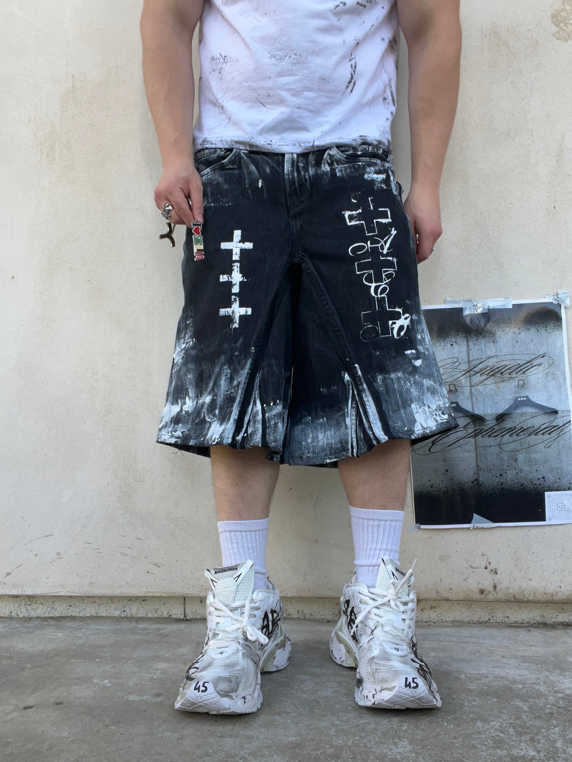 Printed Black jorts SS/26
