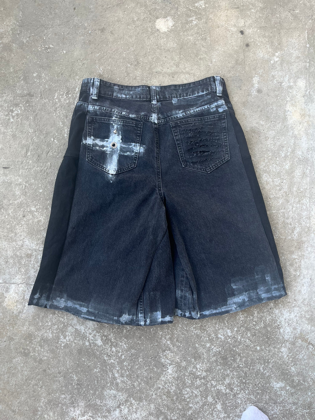 Printed Black Distress jorts SS/26