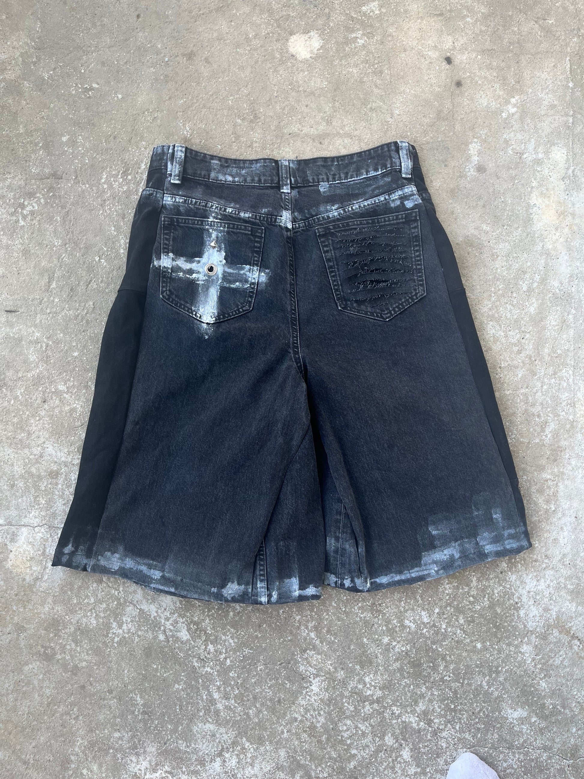 Printed Black Distress jorts SS/26