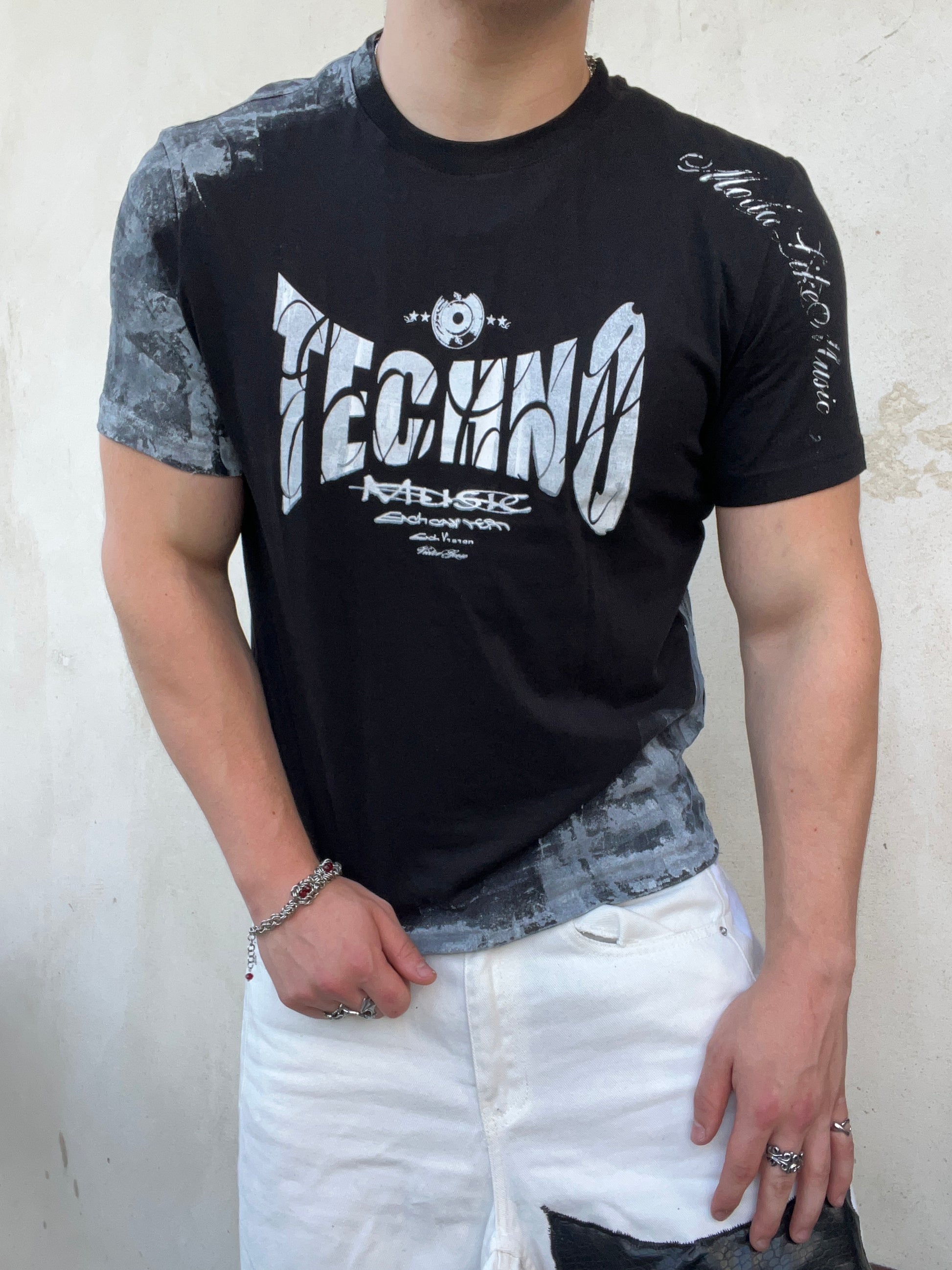 Printed Black Techno tshirt Ss/26