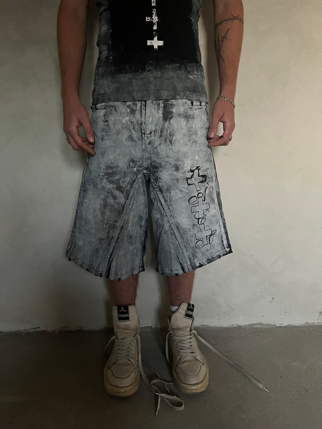 S/S 25 PrintedDenimJorts (Black&White)