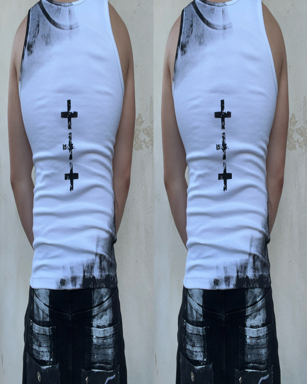 Printed White techno top Ss/26