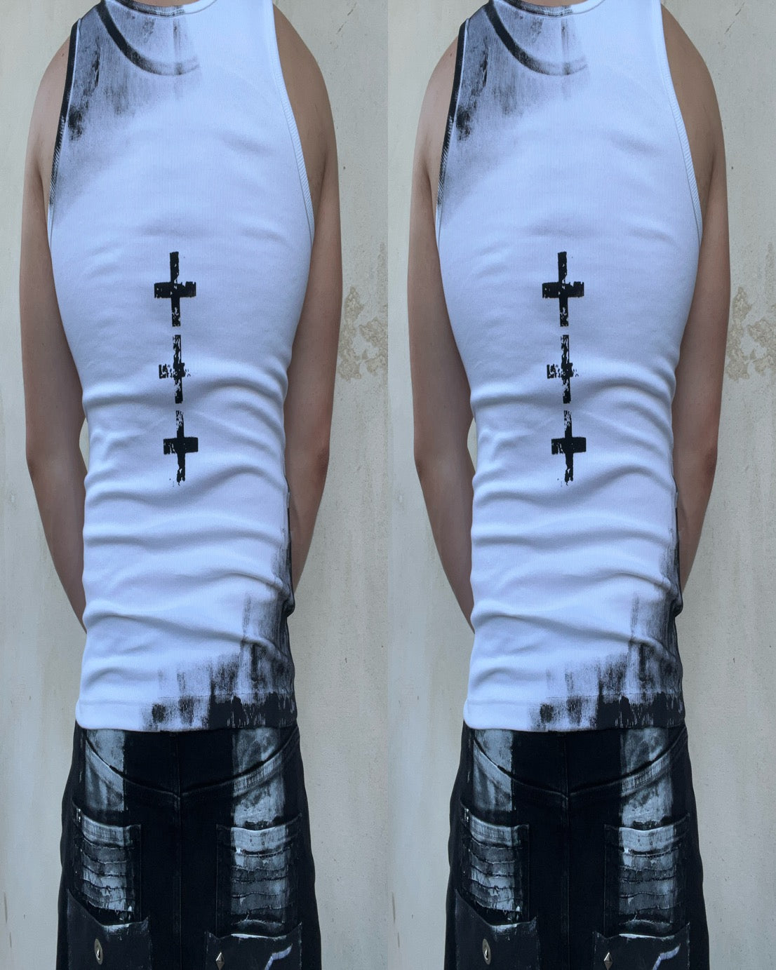 Printed White techno top Ss/26