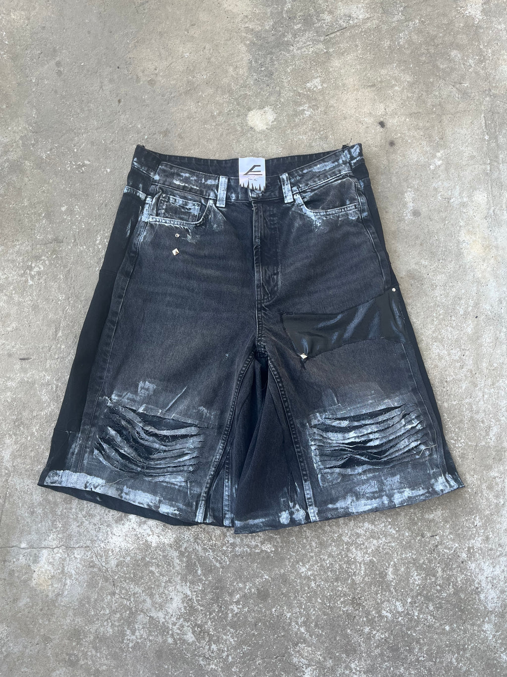 Printed Black Distress jorts SS/26
