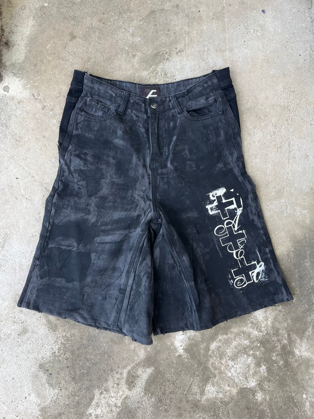S/S 25 PrintedDenimJorts (Black)