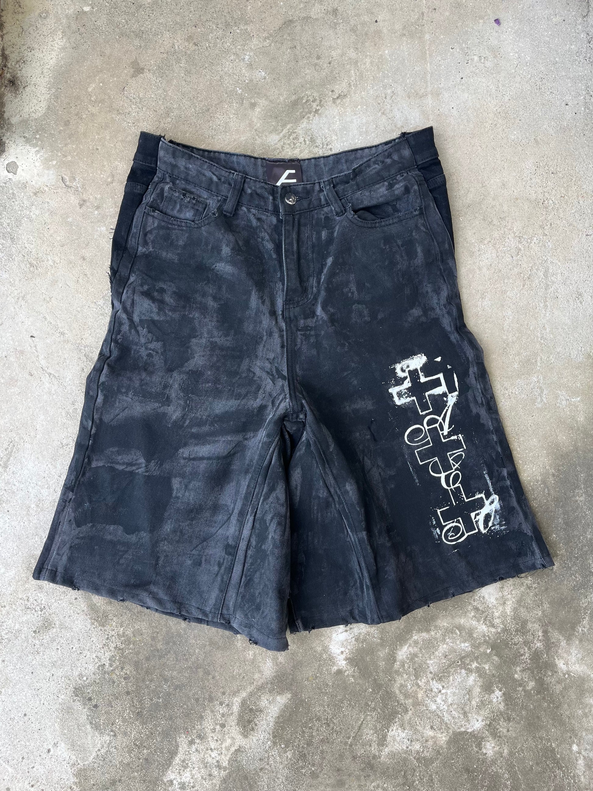 S/S 25 PrintedDenimJorts (Black)