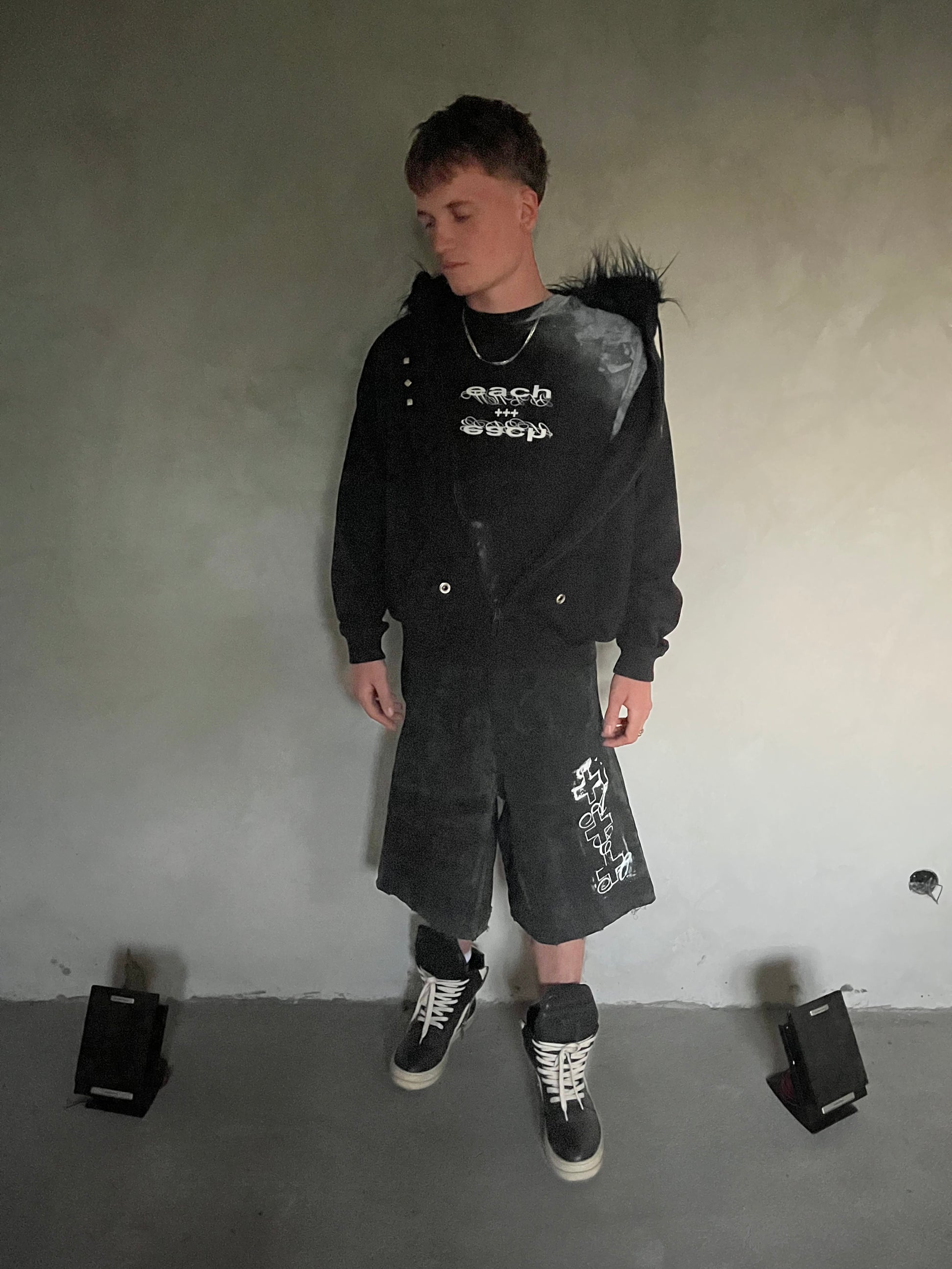 S/S 25 PrintedDenimJorts (Black)