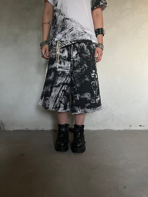 S/S 25 PrintedDenimJorts (White)