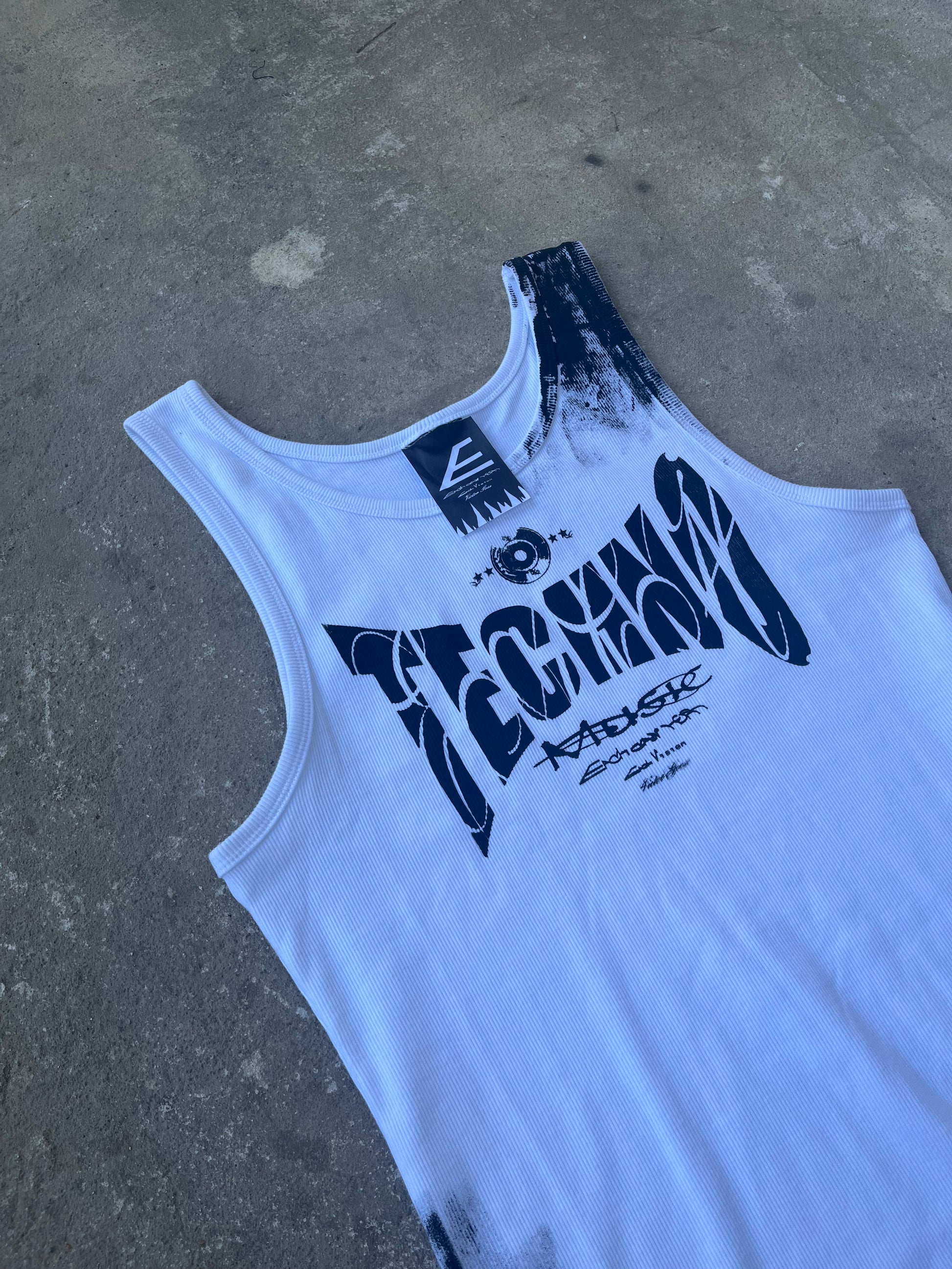 Printed White techno top Ss/26