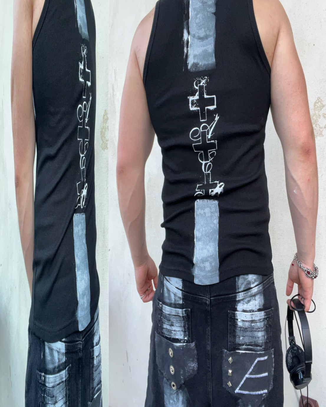 Printed Black top Ss/26