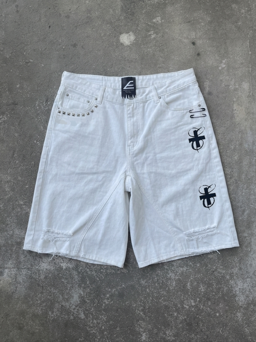 Distress White jorts ss/26