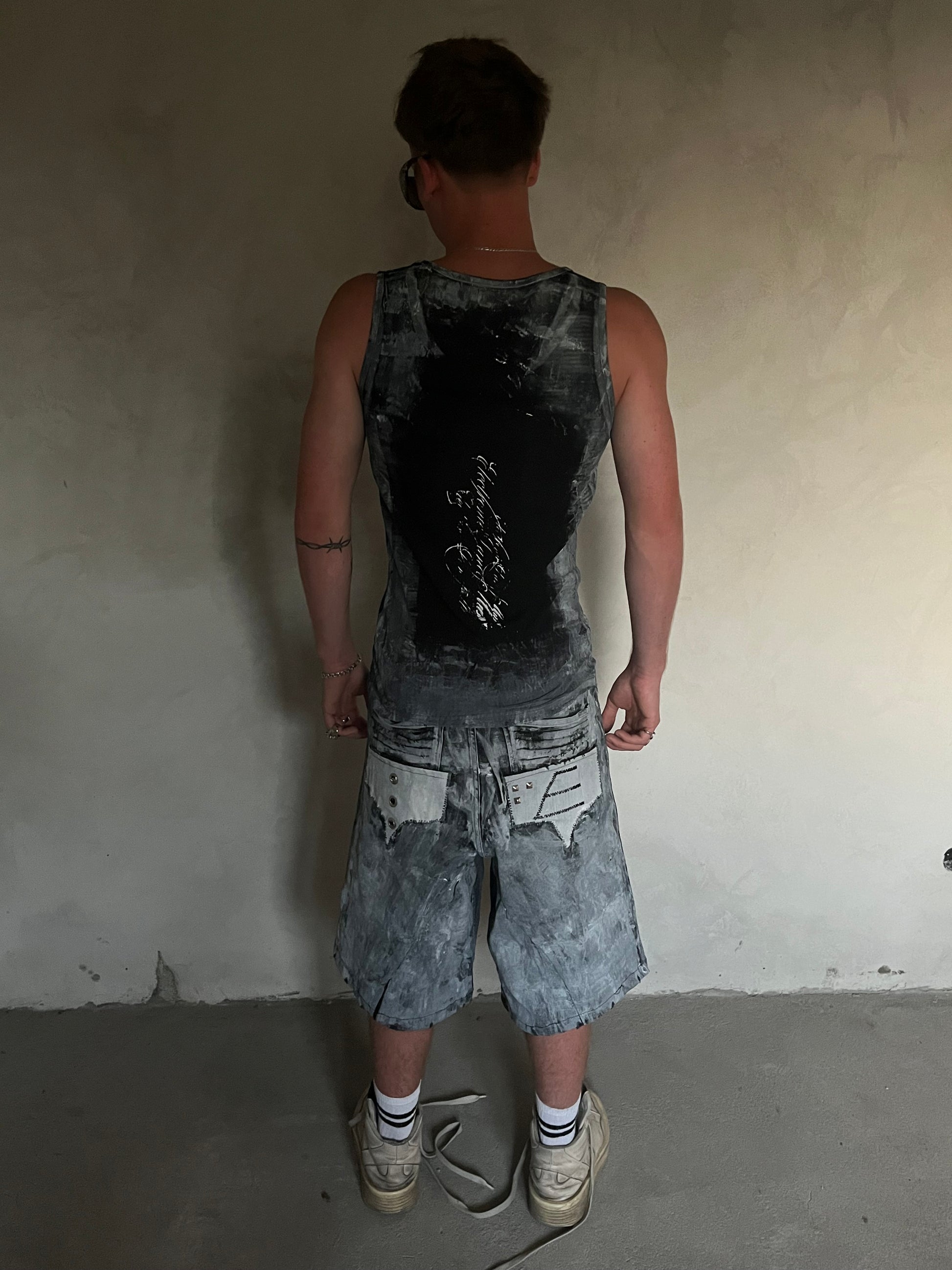 S/S 25 PrintedDenimJorts (Black&White)