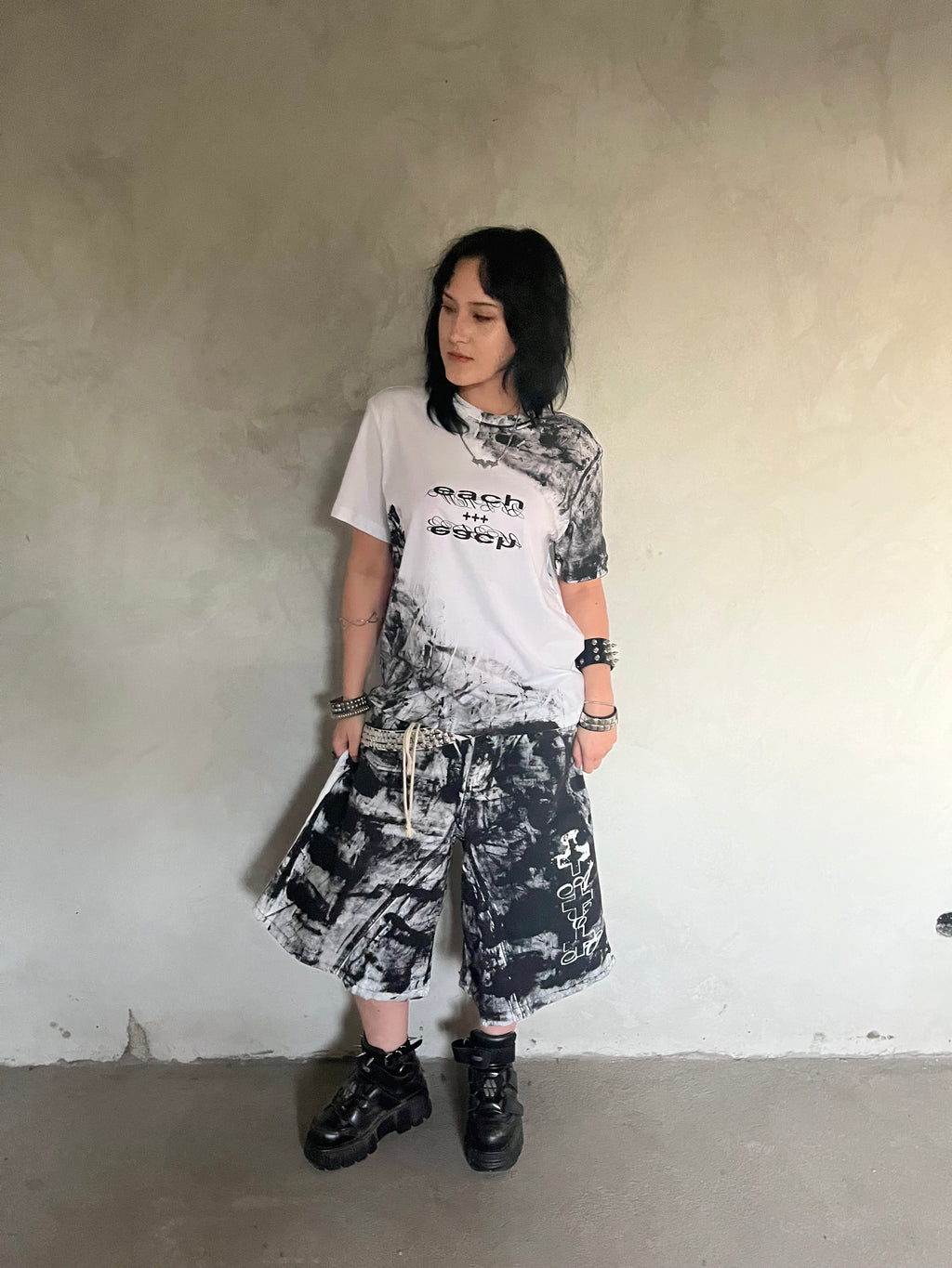 S/S 25 PrintedDenimJorts (White)