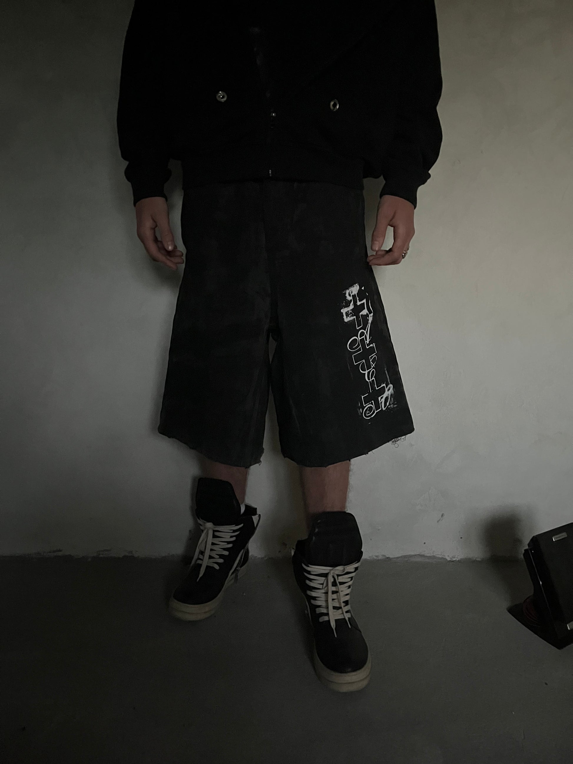 S/S 25 PrintedDenimJorts (Black)