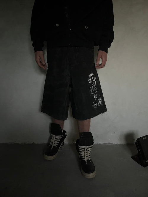S/S 25 PrintedDenimJorts (Black)